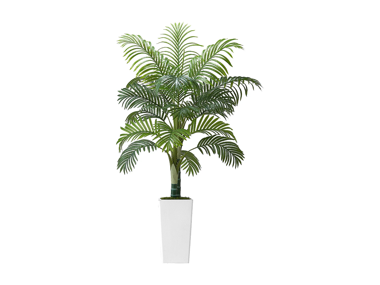 Palmier Artificiel Areca SucceBuy, 1,5 m, Plante Artificielle Tropicale en Pot Blanc, Faux Arbre Tropical Palmier Areca Tronc Épais, Fausse Plante pour Bureau