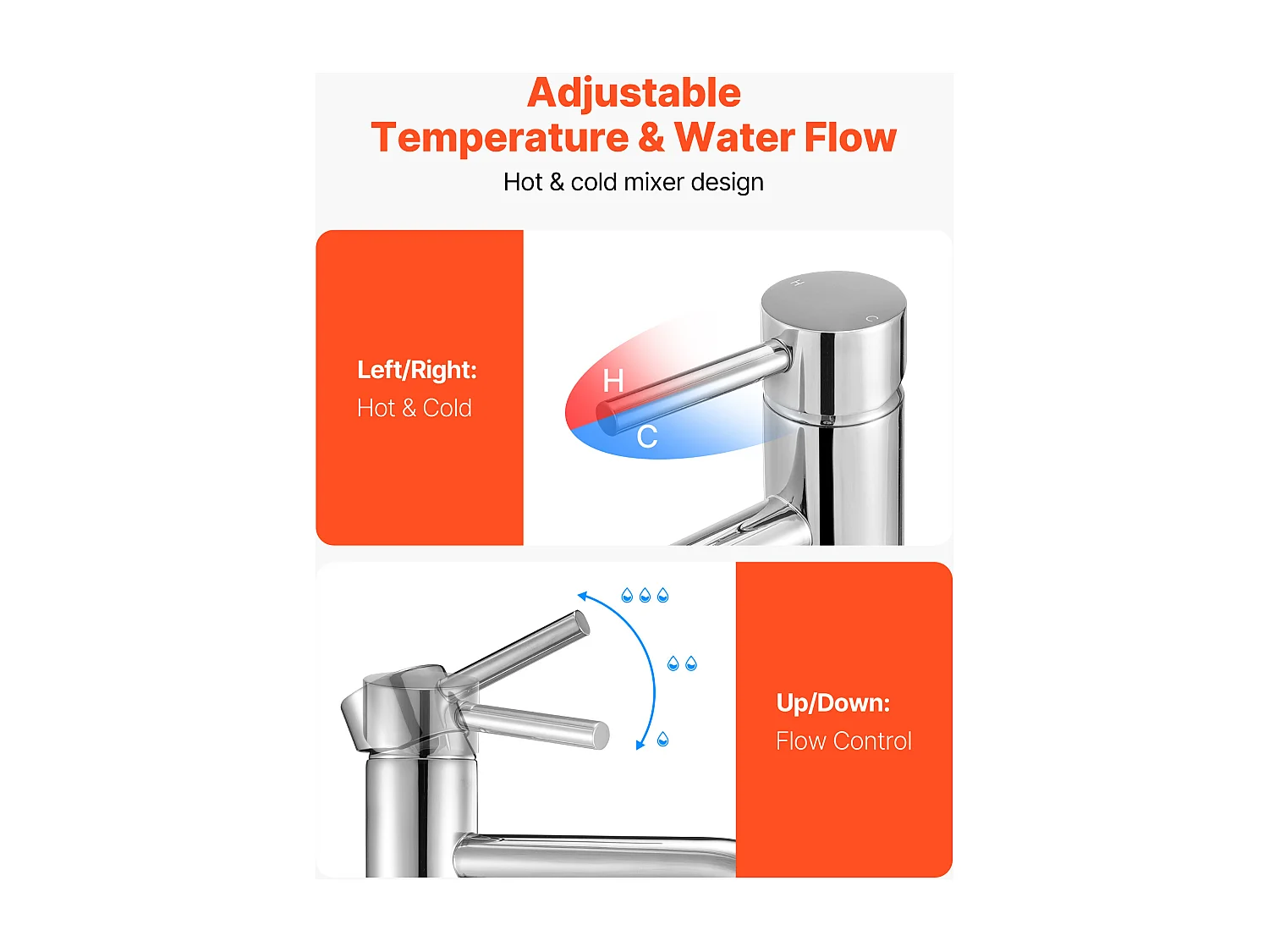 Gootsteen Kraan met Enkele Handgreep SucceBuy, Keuken Mengkraan met Hoge Boog, Waterkranen met 1 of 3 Gaten met Drukknop Ontluchter, voor Badkamer