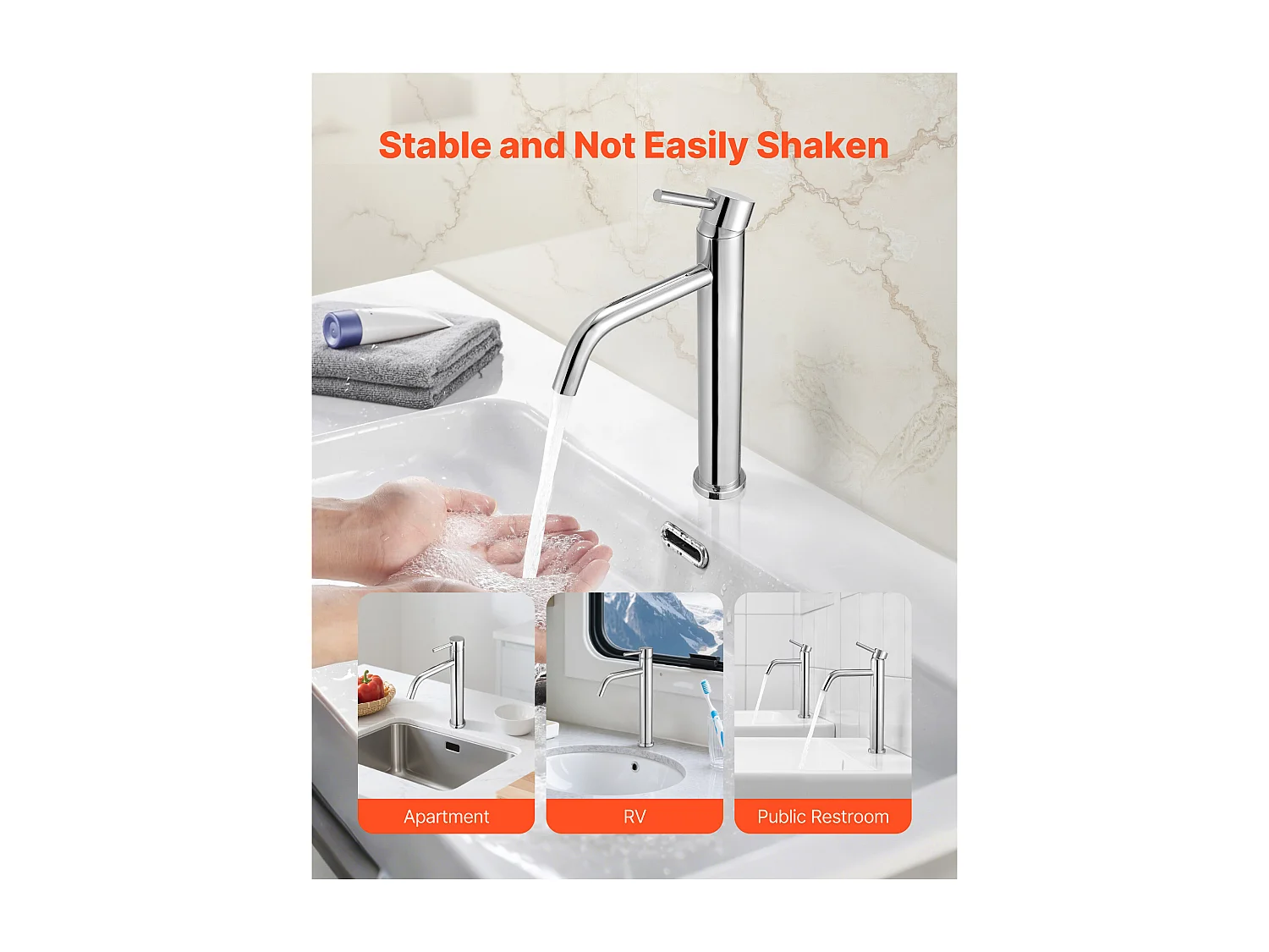 Gootsteen Kraan met Enkele Handgreep SucceBuy, Keuken Mengkraan met Hoge Boog, Waterkranen met 1 of 3 Gaten met Drukknop Ontluchter, voor Badkamer