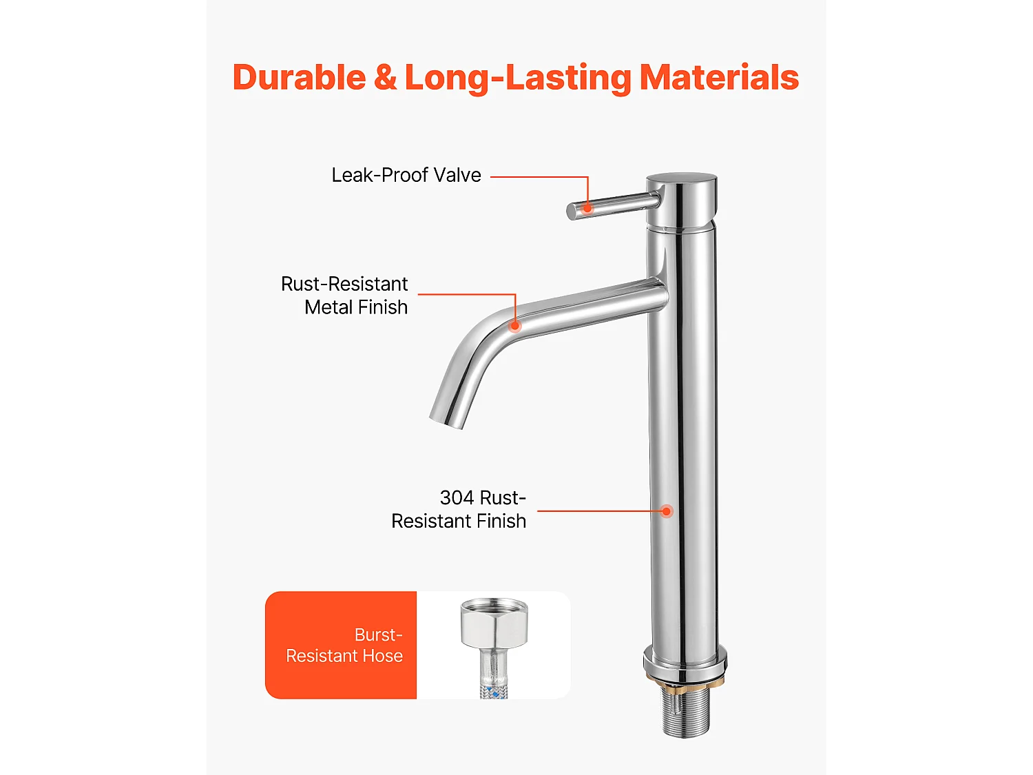 Robinet d'Évier à Poignée Unique SucceBuy, Mitigeur de Cuisine à Arc Élevé, Robinets d'Eau à 1 ou 3 Trous avec Bonde à Bouton-poussoir, pour Salle de Bain