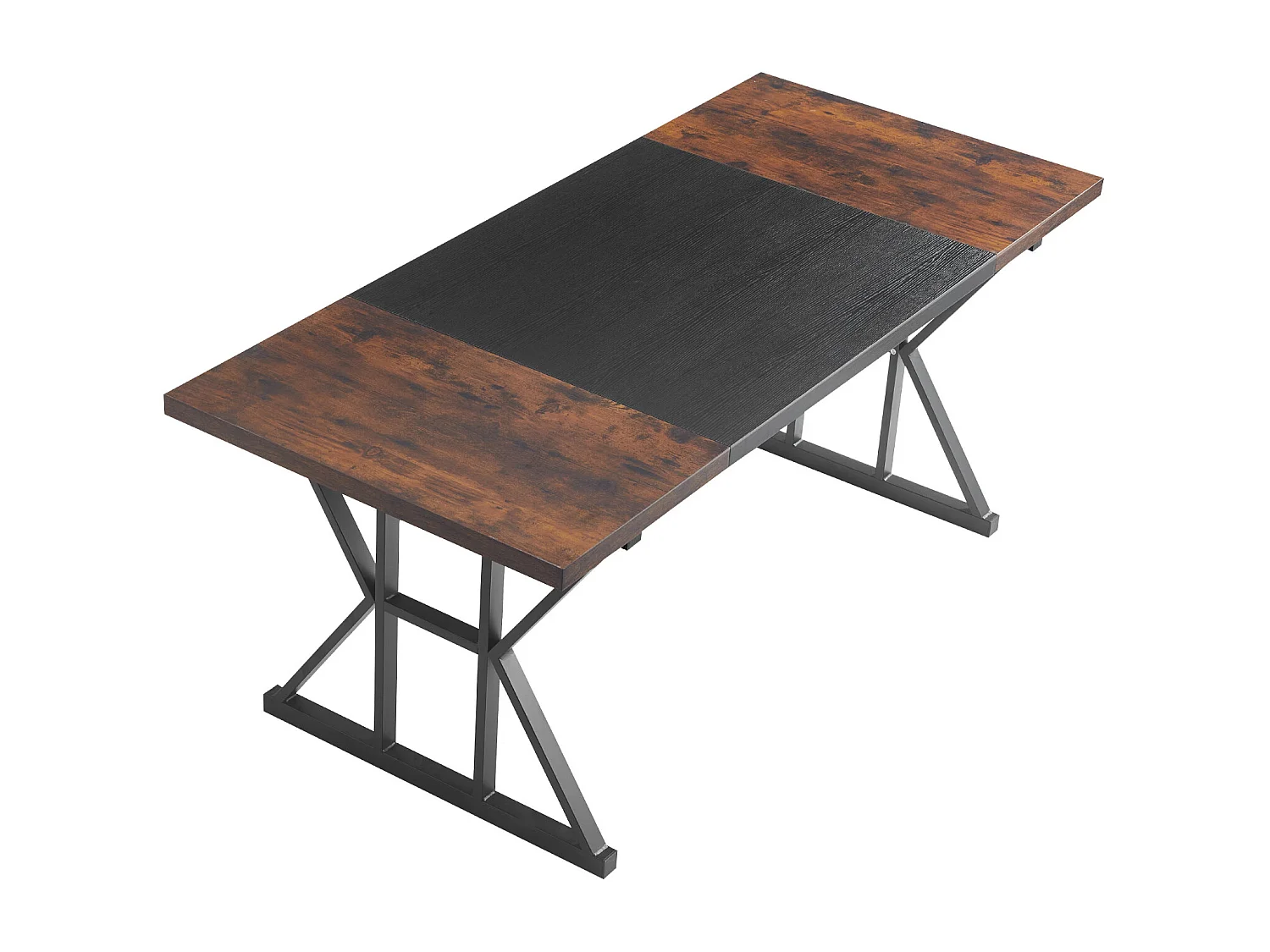 Directiebureau SucceBuy 180 x 80 cm, Grote Eenvoudige en Moderne Computertafel, Studiebureau van Hout met Metalen Frame, Belasting 68 kg, Bruin en Zwart