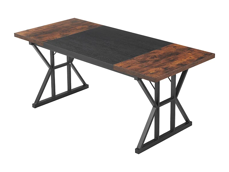 Directiebureau SucceBuy 180 x 80 cm, Grote Eenvoudige en Moderne Computertafel, Studiebureau van Hout met Metalen Frame, Belasting 68 kg, Bruin en Zwart