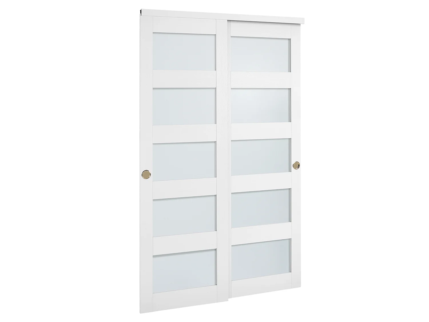 Porta de Correr SucceBuy de Armário 121,9 x 203,2 cm, Porta Dupla de Guarda-roupas em Vidro Fosco de 5 Painéis, com Kit de Ferragens e Trilho de Chão