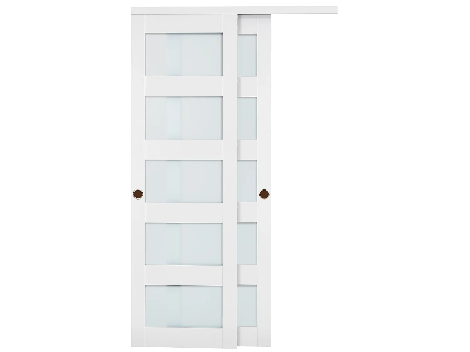 Porta de Correr SucceBuy de Armário 121,9 x 203,2 cm, Porta Dupla de Guarda-roupas em Vidro Fosco de 5 Painéis, com Kit de Ferragens e Trilho de Chão