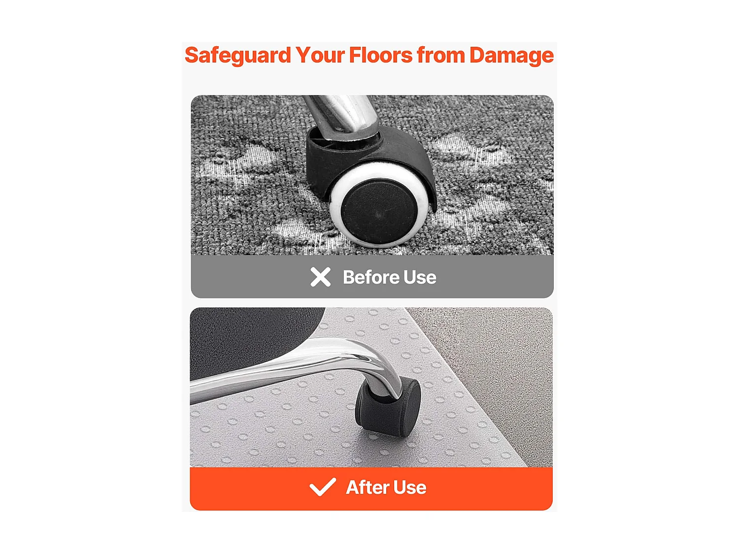 Tapis Chaise de Bureau SucceBuy de 121,9x91,4 cm, Tapis Protège-sol Moquetté, en Plastique, Rectangulaire, Transparent, Antidérapant et Facile à Nettoyer