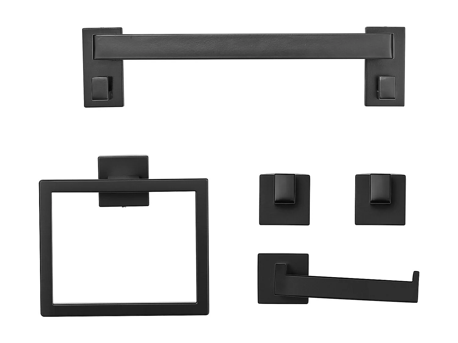 Accessoires de Salle de Bain SucceBuy 5PCs, Porte-Serviettes Mural en Inox, Barre 40 cm, avec Support Serviettes Carré, 2 Crochets pour Peignoir