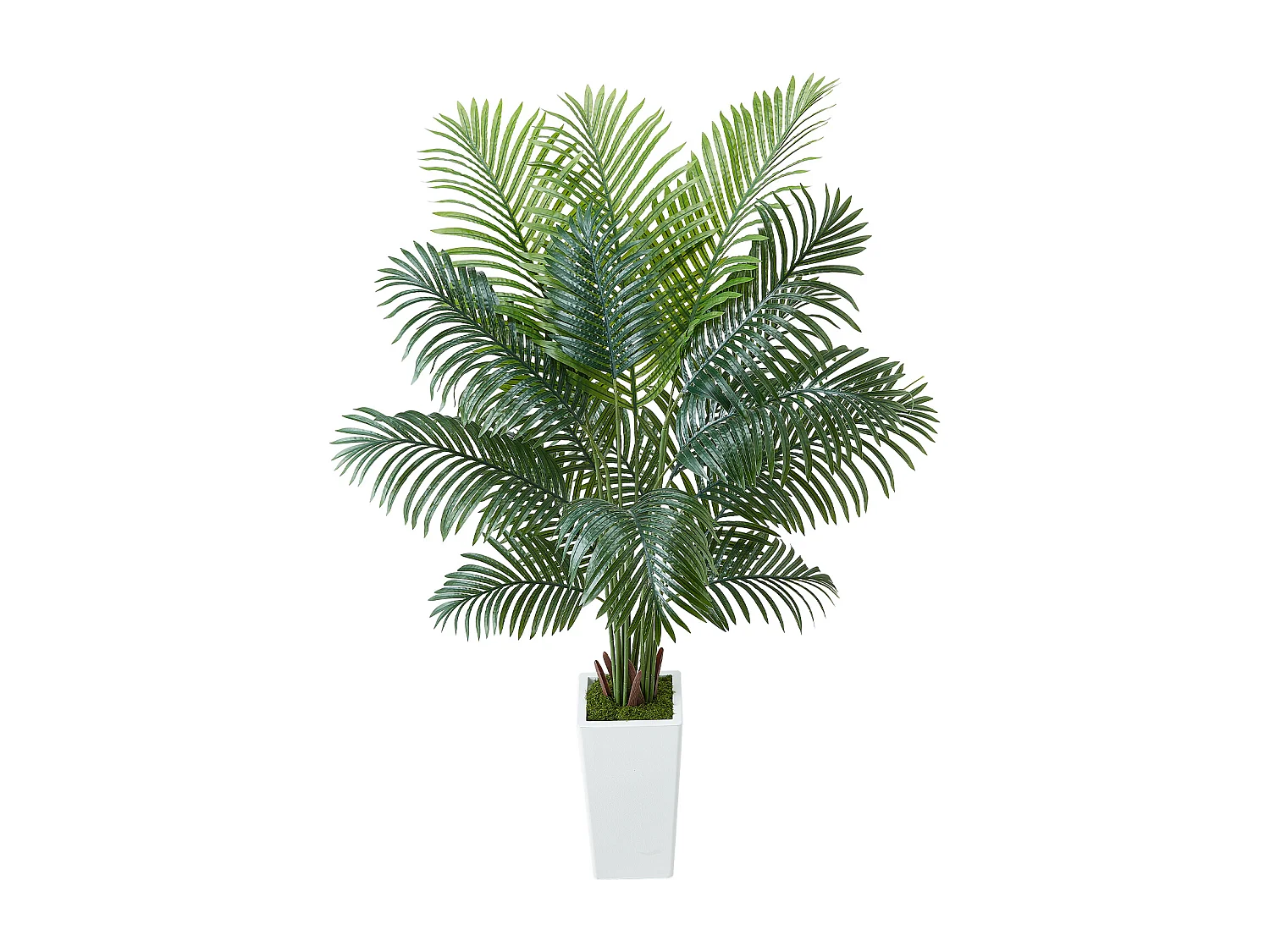 Palmier Artificiel Areca SucceBuy, 1,8 m, Plante Artificielle Tropicale en Pot Blanc, Faux Arbre Tropical Palmier Areca, Fausse Plante pour Salon