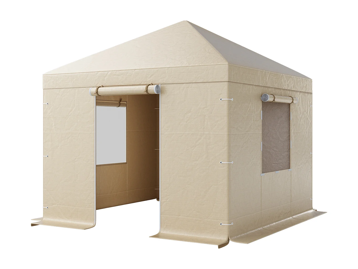 Funda de Gazebo Invierno SucceBuy, 3,05x3,05 m, Cubierta de Gazebo Techo Rígido Toda Estación, con Paneles Laterales, Ventanas de Malla, Material PE Alta Densidad