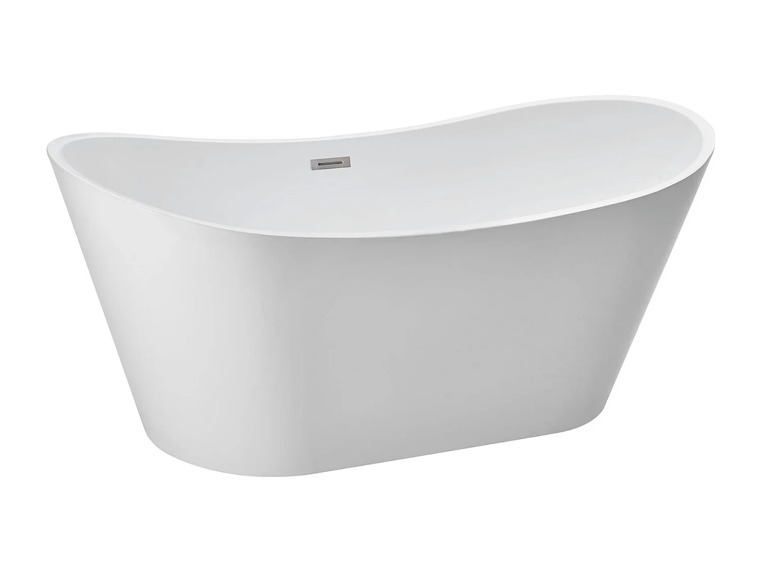 Baignoire Autoportante SucceBuy en Acrylique, Baignoire Îlot Moderne et Élégante, 170x80 cm, Grande Capacité 190 L, avec Trop-plein et Bonde en Nickel Brossé