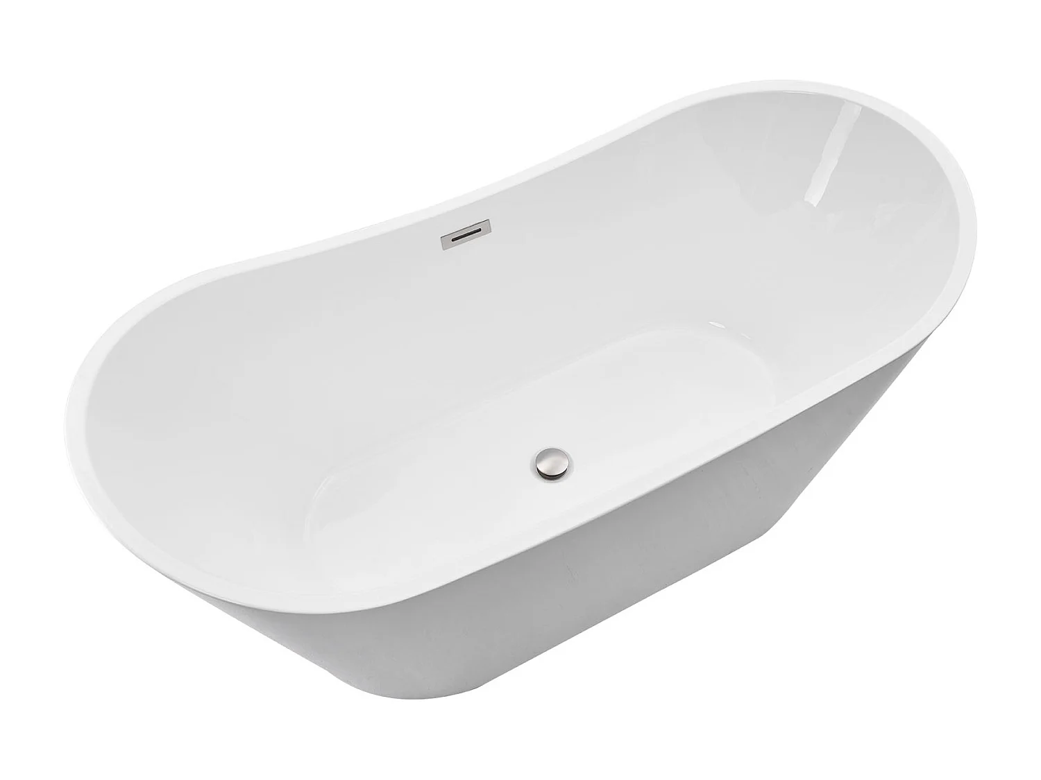 Baignoire Autoportante SucceBuy en Acrylique, Baignoire Îlot Moderne et Élégante, 170x80 cm, Grande Capacité 190 L, avec Trop-plein et Bonde en Nickel Brossé