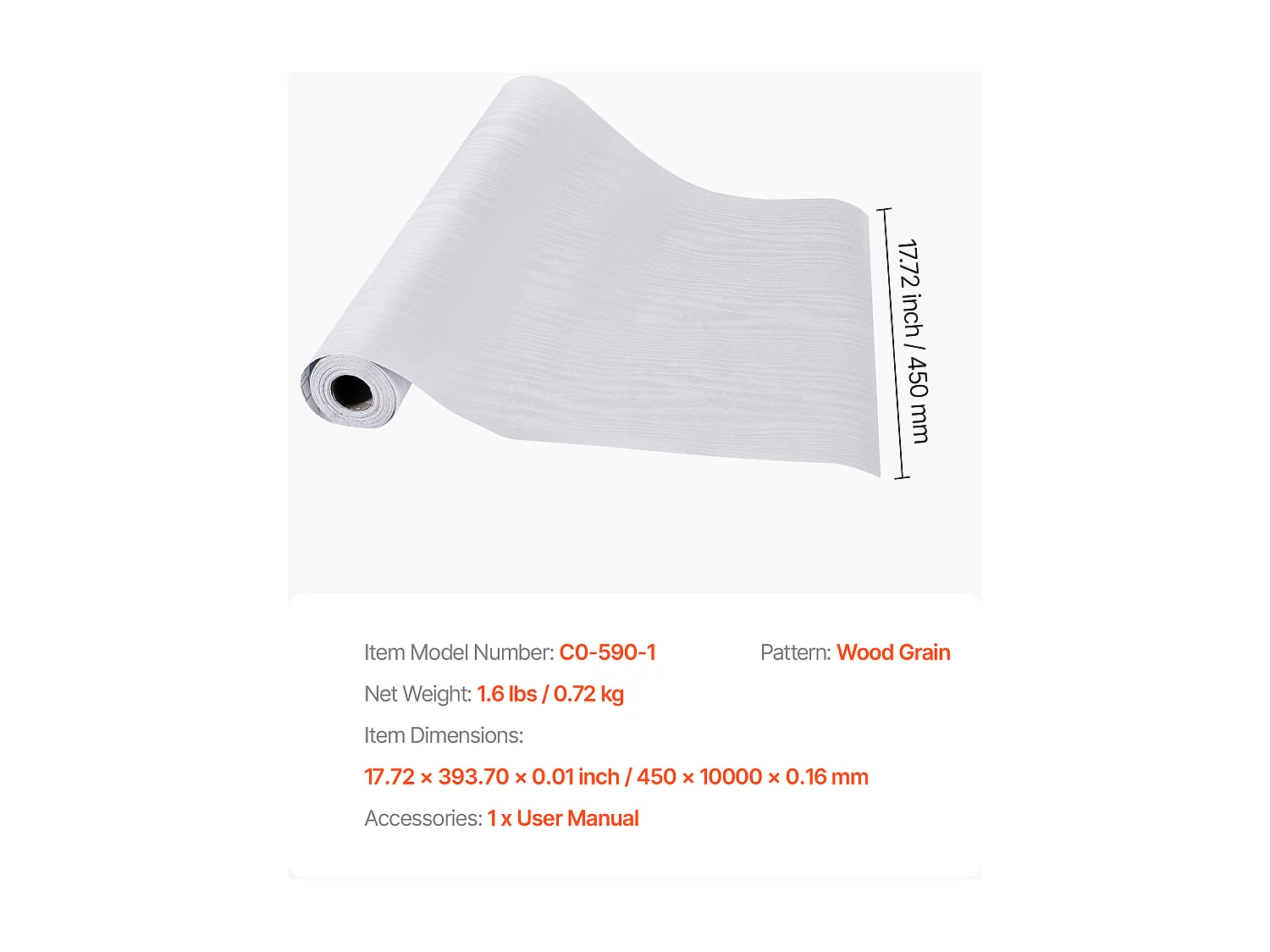 Papier Peint Adhésif Mural SucceBuy, 45 cm x 10 m, Rouleau Papier Peint Autocollant en Vinyle, Motif Texture Bois Blanc, Imperméable, pour Revêtement Mural