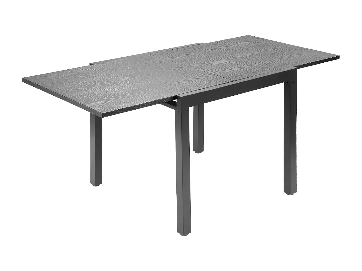 Table à Manger Extensible SucceBuy pour Patio Extérieur, Table de Bistro Rectangulaire 80-160 cm pour 4-6 Personnes, Cadre en Aluminium Et Lattes en Acier