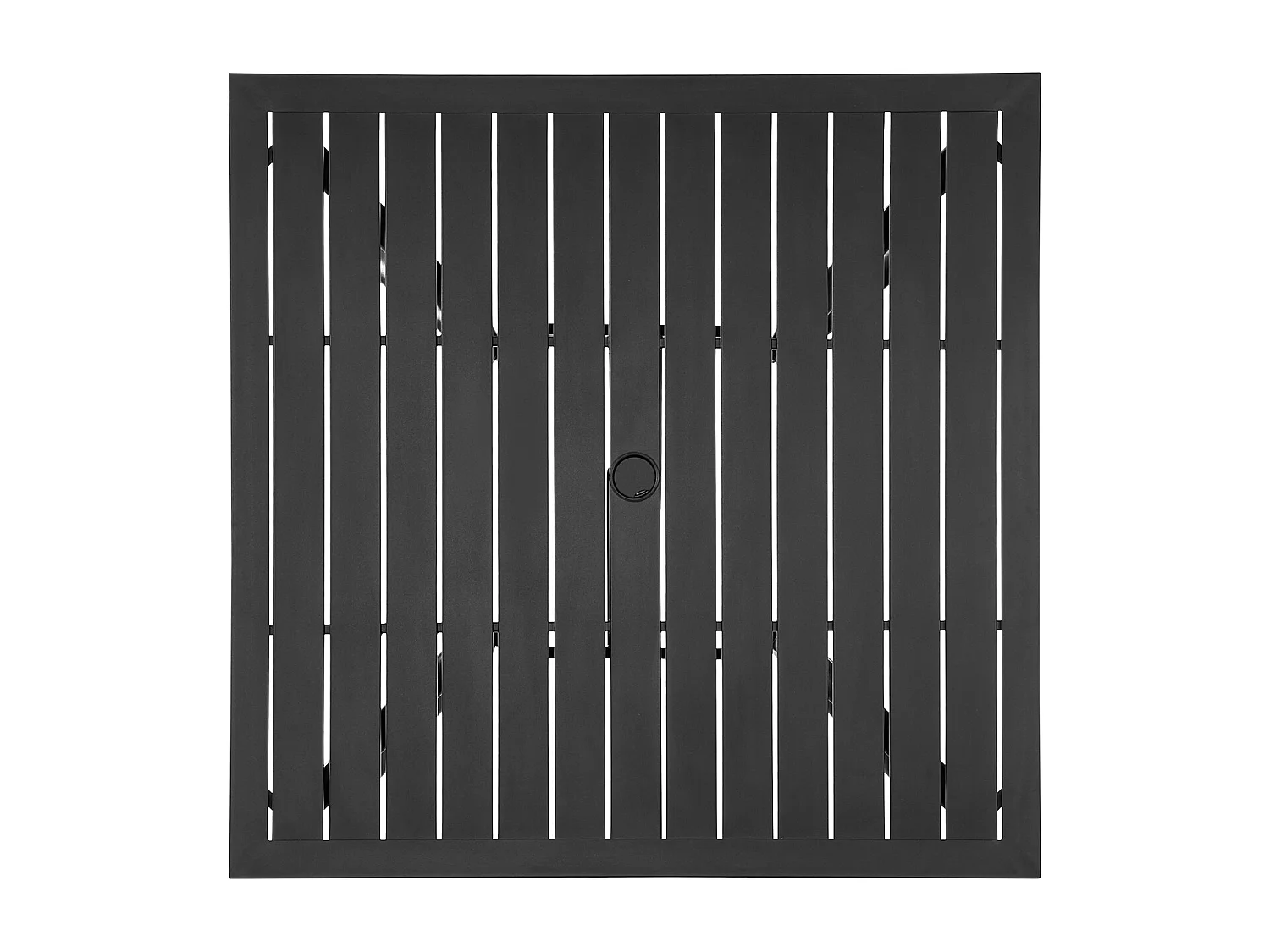 Table à Manger SucceBuy pour Patio Extérieur 94 cm, Table de Bistrot Carrée en Acier Et Métal pour 4 Personnes, avec Trou pour Parasol de 3.8 cm, Noir