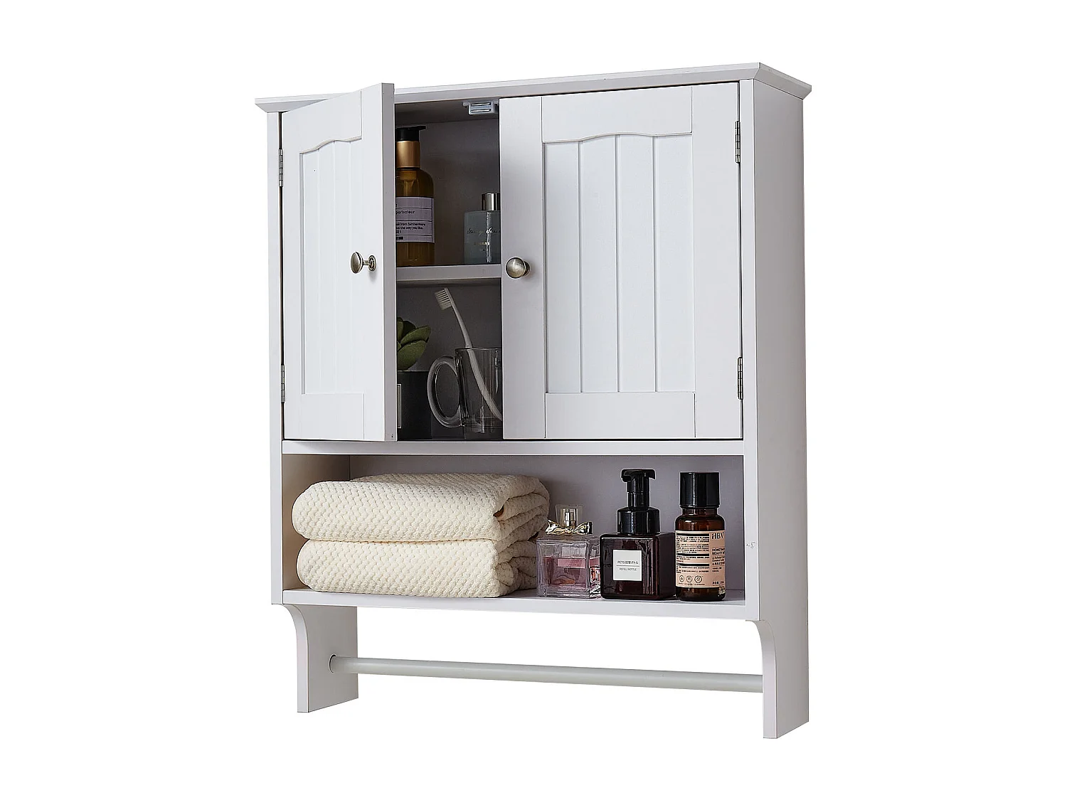 Armoire Murale de SucceBuy de Salle de Bain, 2 Portes et Étagère Réglable, Armoire à Pharmacie au-dessus des Toilettes, Meuble Suspendu, pour Buanderie