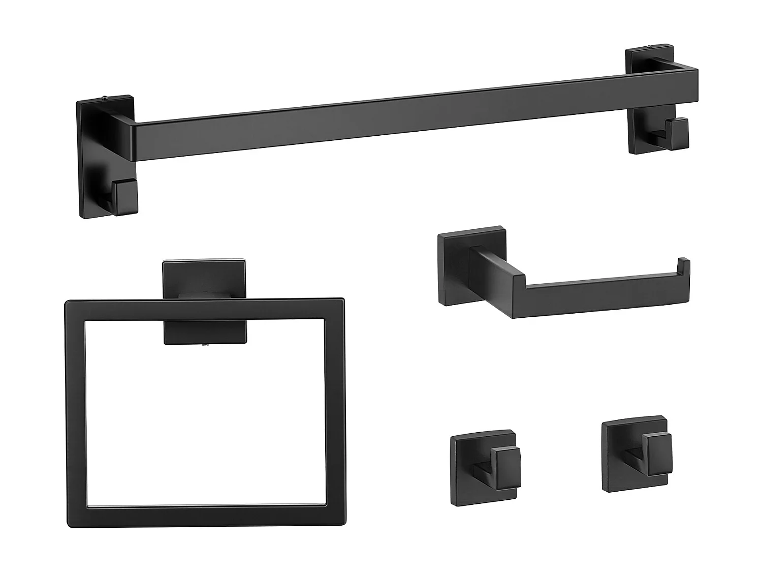 Acessórios de Banheiro SucceBuy 5PCs, Toalheiro de Parede de Aço Inoxidável 59,5 cm com Suporte de Toalha, 2 Ganchos para Roupão e Porta Papel Higiênico