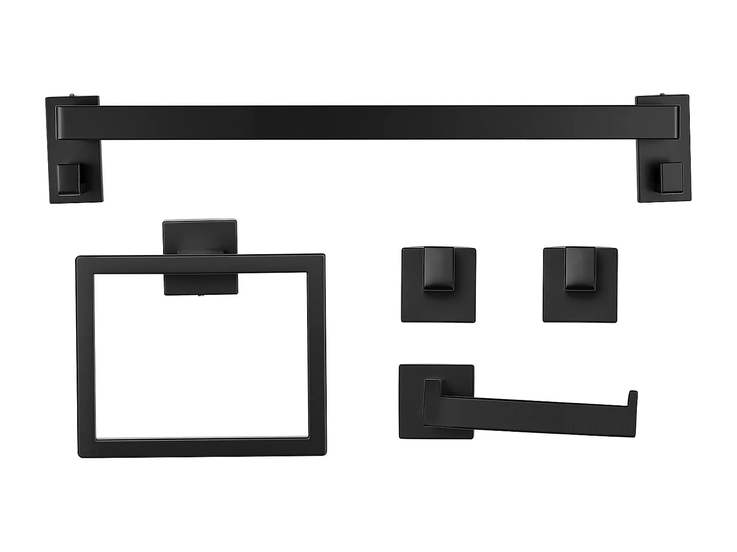 Acessórios de Banheiro SucceBuy 5PCs, Toalheiro de Parede de Aço Inoxidável 59,5 cm com Suporte de Toalha, 2 Ganchos para Roupão e Porta Papel Higiênico