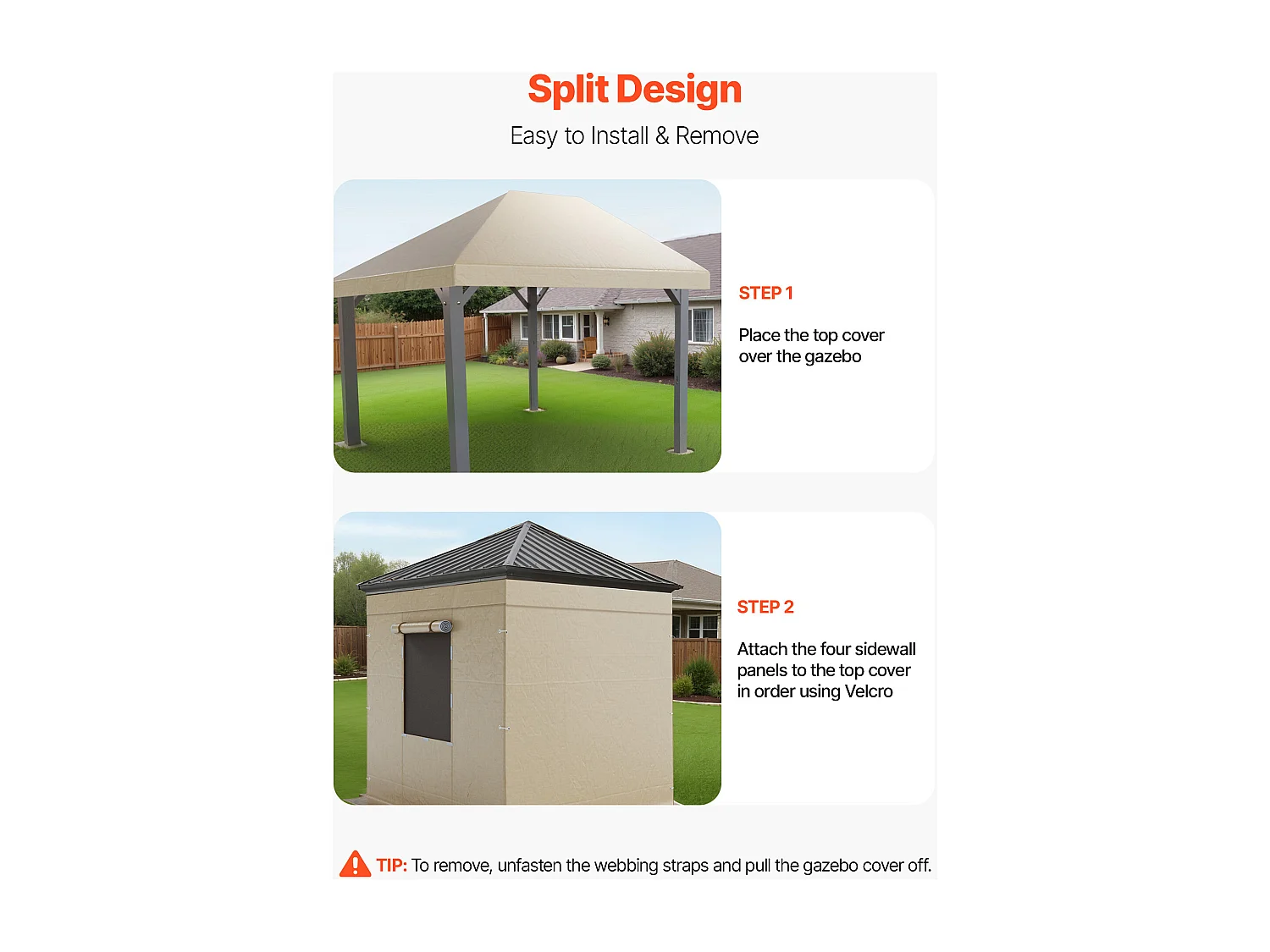 Housse de Gazebo Hiver SucceBuy, 3,05 x 3,05 m, Couverture de Gazebo à Toit Rigide Double, avec Parois Latérales, Fenêtres Maille, Matériau PE Haute Densité