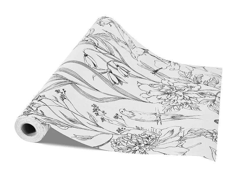 Papel Pintado Adhesivo de Pared SucceBuy, 45 cm x 10 m, Rollo Papel Pintado Autoadhesivo Vinilo, Motif Floral Botánico Blanco, Impermeable