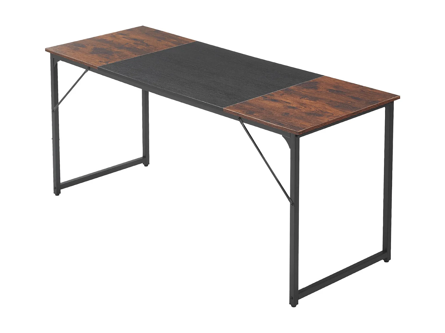 Computerbureau SucceBuy 160 x 60 x 75 cm, Bureau voor Computer van Hout met Metalen Frame, Eenvoudige en Moderne Studietafel, Rustiek Bruin