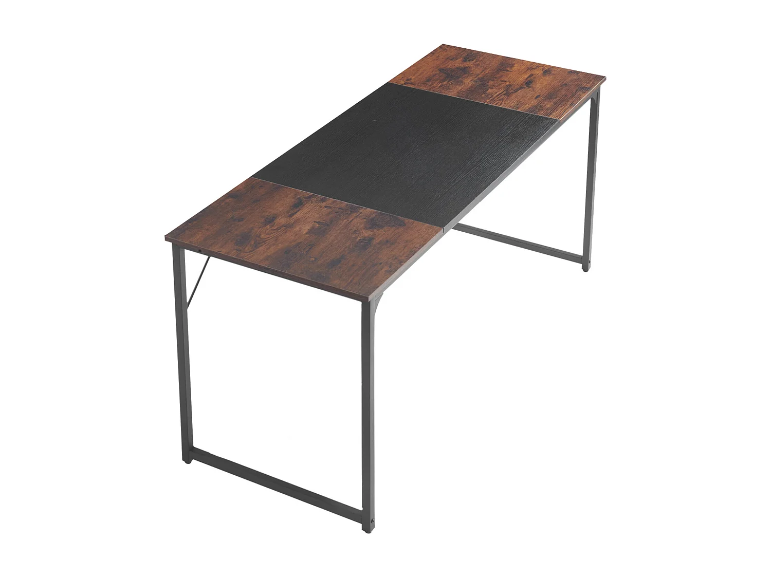 Computerbureau SucceBuy 160 x 60 x 75 cm, Bureau voor Computer van Hout met Metalen Frame, Eenvoudige en Moderne Studietafel, Rustiek Bruin