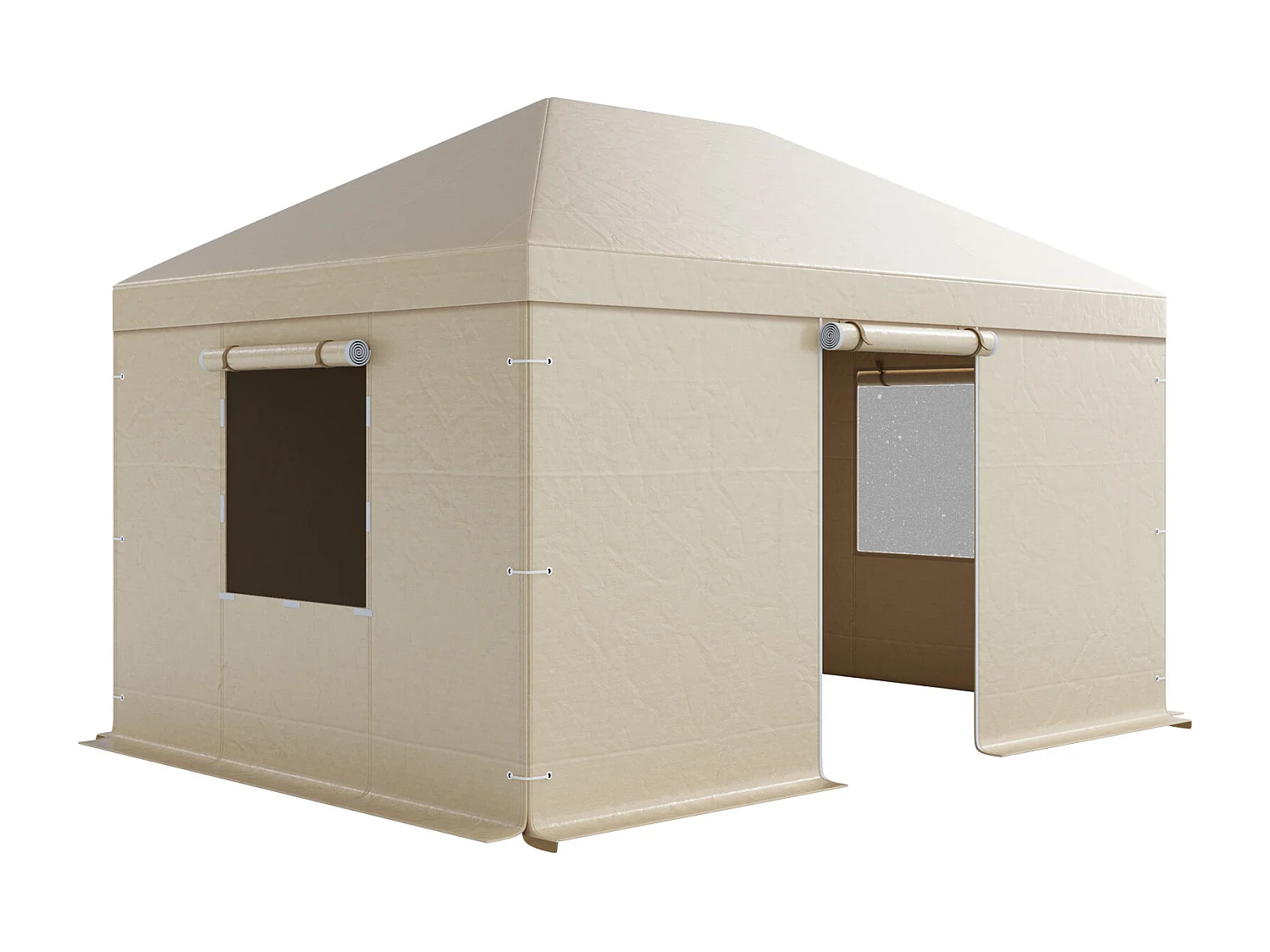 Capa de Gazebo Inverno SucceBuy, 3,1x4,4 m, Cobertura para Gazebo com Teto Rígido Todas as Estações, com Paredes Laterais, Janelas de Rede