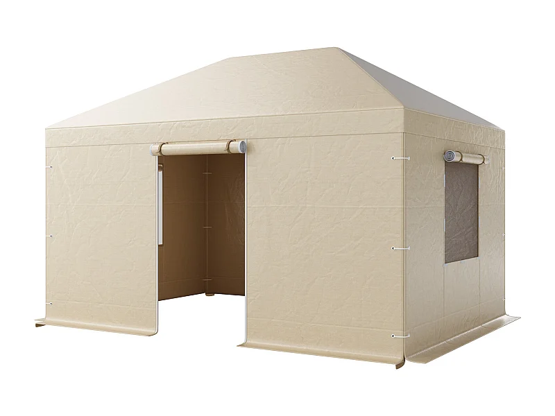 Capa de Gazebo Inverno SucceBuy, 3,1x4,4 m, Cobertura para Gazebo com Teto Rígido Todas as Estações, com Paredes Laterais, Janelas de Rede