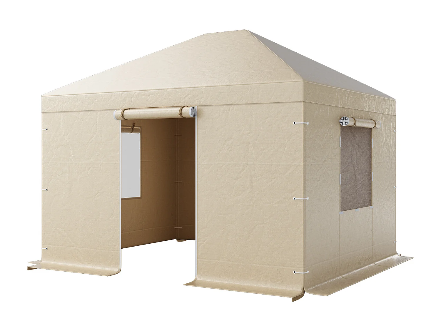 Housse de Gazebo Hiver SucceBuy, 3,1x3,7 m, Couverture de Gazebo Toit Rigide Toutes Saisons, avec Parois Latérales, Fenêtres Maille, Matériau PE Haute Densité