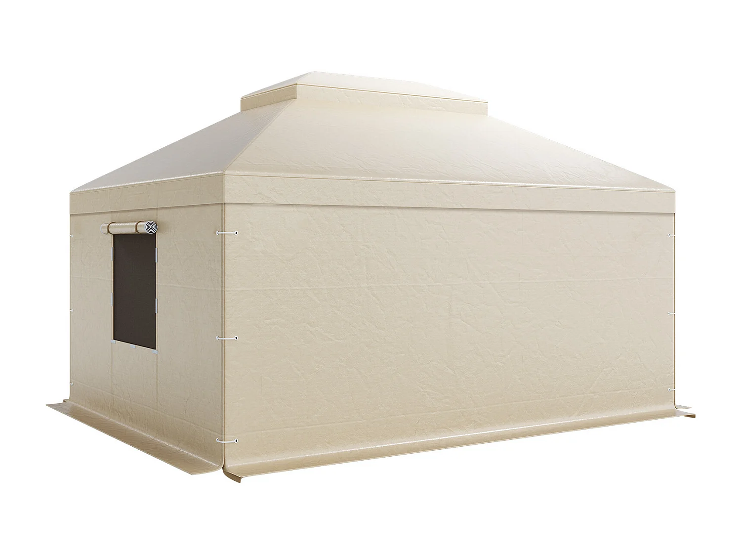 Housse de Gazebo Hiver SucceBuy, 3,66 x 4,9 m, Couverture de Gazebo à Toit Rigide Double, avec Parois Latérales, Fenêtres Maille, Matériau PE Haute Densité