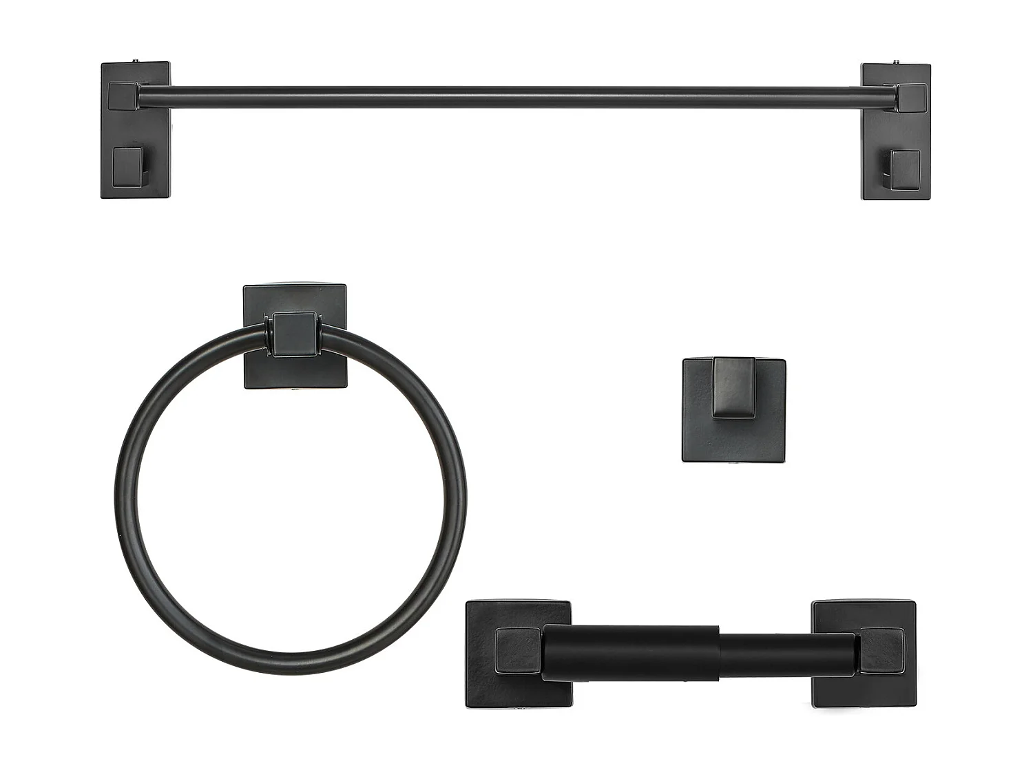 Accessoires de Salle de Bain SucceBuy 4PCs, Porte-Serviettes Mural en Inox 59,5 cm avec Anneau Porte-Serviette, Crochet pour Peignoir et Porte-Papier Toilette