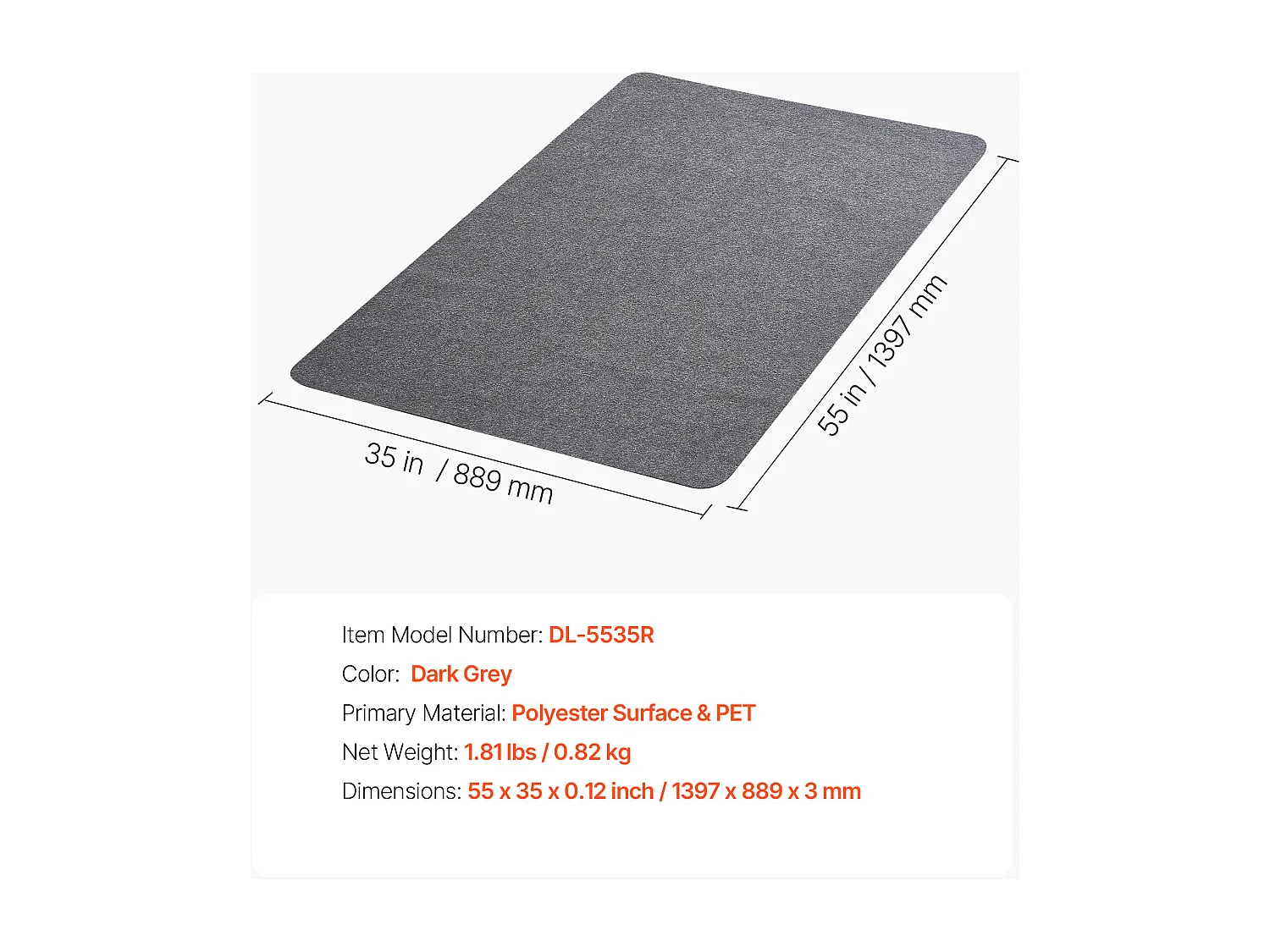 Tappetino Sedia Ufficio SucceBuy di 139,7x88,9 cm, Tappetino di Protezione per Sedie con Rotelle, Protettore per Pavimento Duro con Superficie in Poliestere