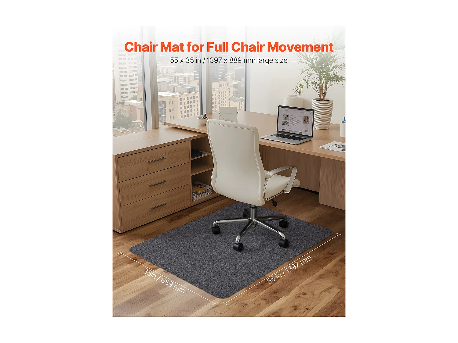 Tappetino Sedia Ufficio SucceBuy di 139,7x88,9 cm, Tappetino di Protezione per Sedie con Rotelle, Protettore per Pavimento Duro con Superficie in Poliestere