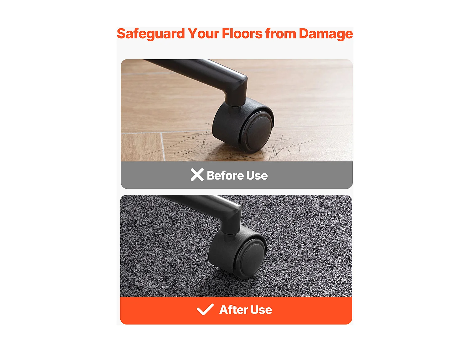 Tappetino Sedia Ufficio SucceBuy di 139,7x88,9 cm, Tappetino di Protezione per Sedie con Rotelle, Protettore per Pavimento Duro con Superficie in Poliestere