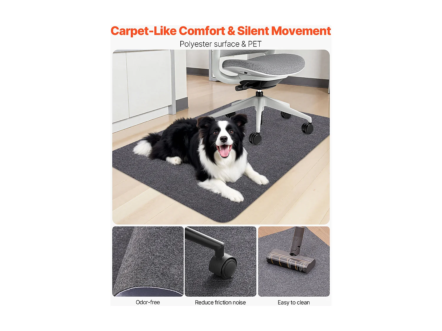 Tappetino Sedia Ufficio SucceBuy di 139,7x88,9 cm, Tappetino di Protezione per Sedie con Rotelle, Protettore per Pavimento Duro con Superficie in Poliestere