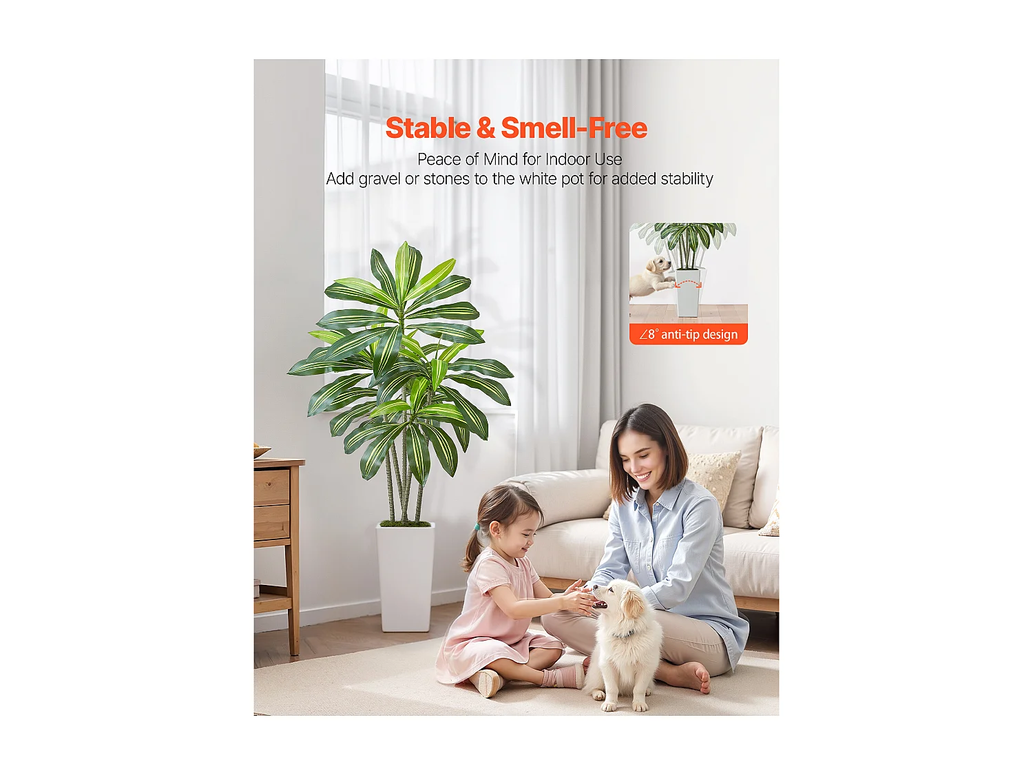 Dracaena Artificiel SucceBuy, 1,5 m, Plante Artificielle Tropicale en Pot Blanc, Faux Arbre Tropical, Fausse Plante Feuilles Polyéthylène pour Salon, Bureau