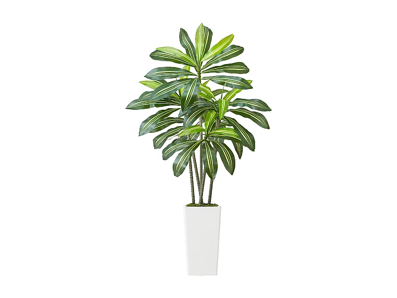 Kunstmatige Dracaena SucceBuy, 1,5 m, Kunstmatige Tropische Plant in Witte Pot, Nep Tropische Boom, Nep Plant Polyethyleen Bladeren voor Woonkamer, Kantoor