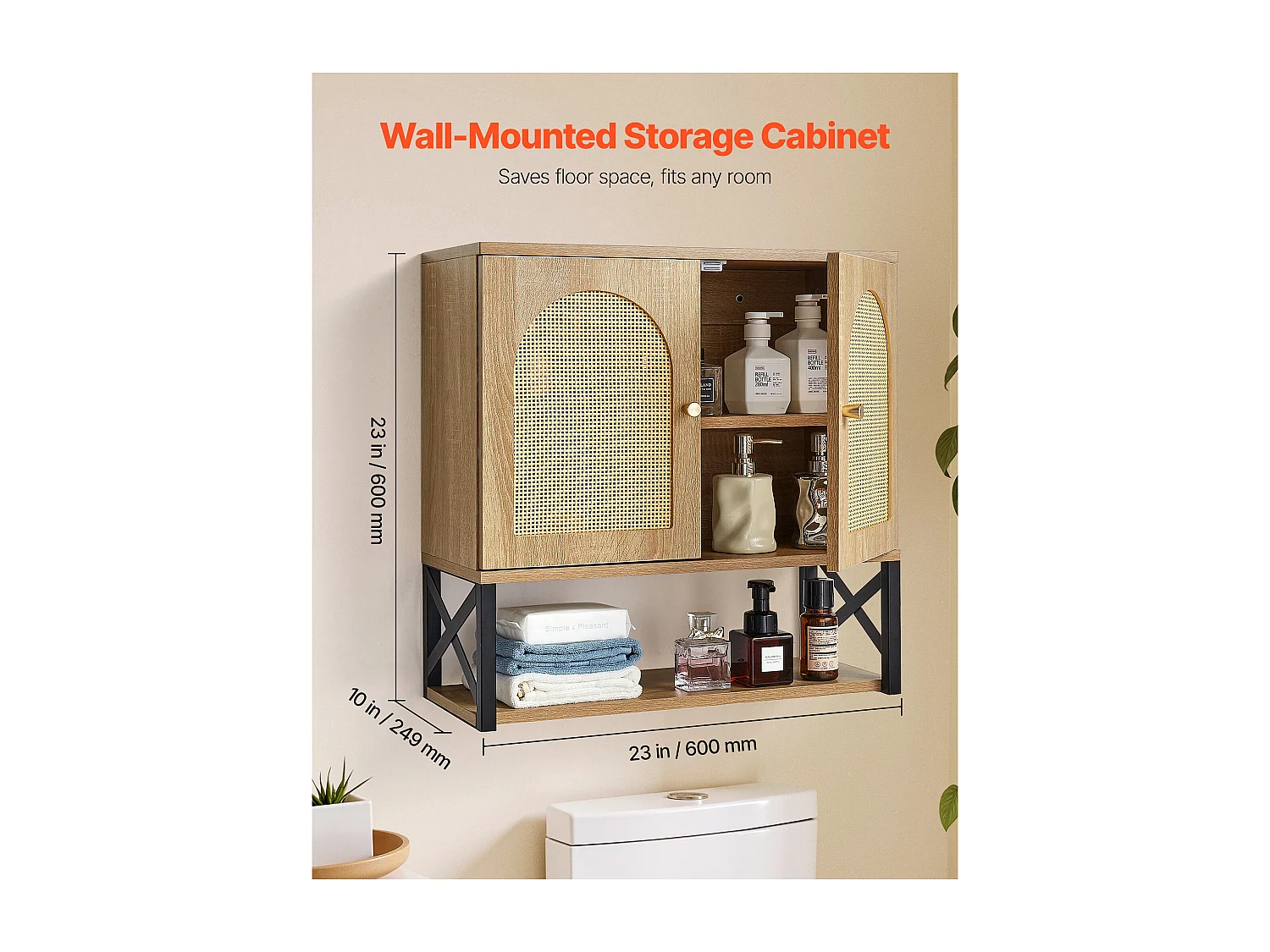 Mobile da Bagno a Parete SucceBuy, con 2 Ante e Ripiano Regolabile, Armadietto Medicinale da Riposto sopra il Water, per Lavanderia