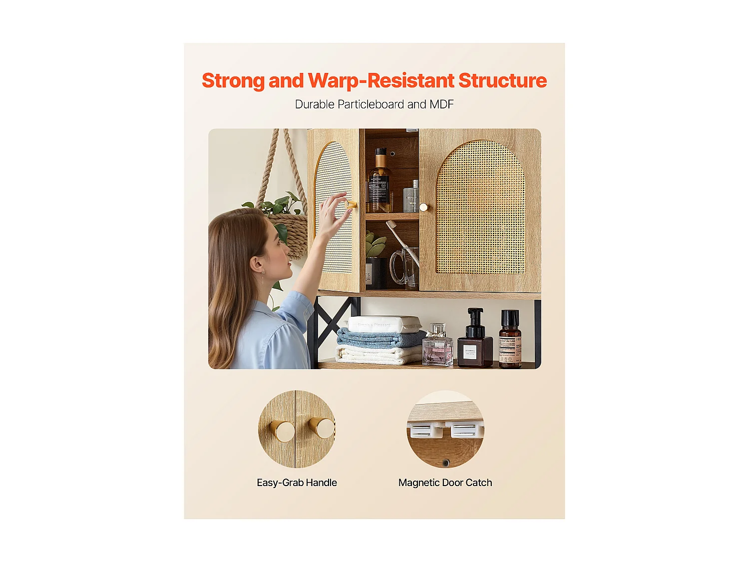 Mobile da Bagno a Parete SucceBuy, con 2 Ante e Ripiano Regolabile, Armadietto Medicinale da Riposto sopra il Water, per Lavanderia