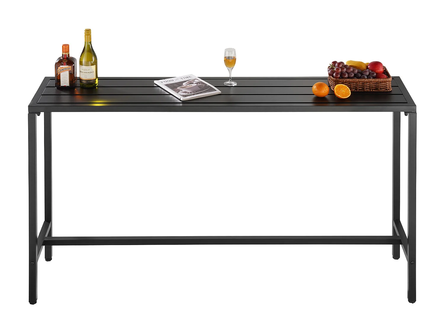 Hoge Bartafel SucceBuy voor Buiten, 160 x 37,5 cm, Rechthoekige Eettafel, met Waterdicht Blad, Robuuste Metalen Constructie, Tuinmeubilair