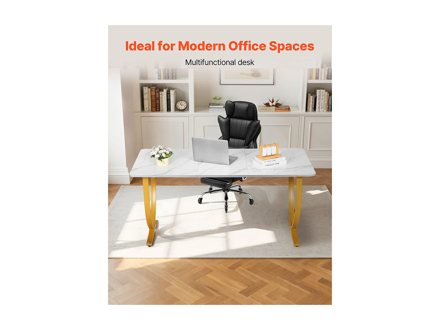 Directiebureau SucceBuy 160 x 80 cm, Grote Moderne Computertafel, Studiebureau in Q195 Staal en Spaanplaten, Belasting 158 kg, Wit