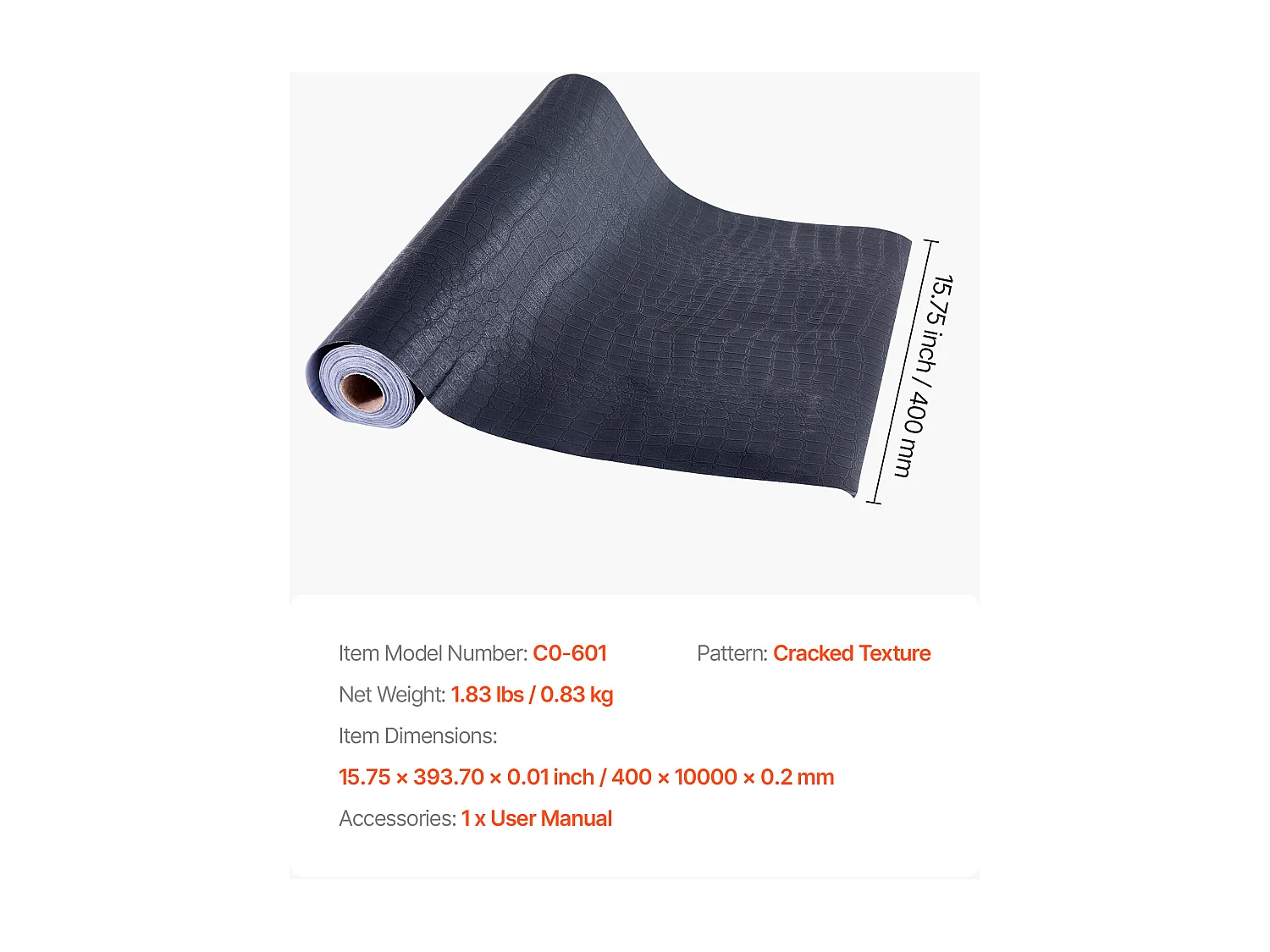 Papel Pintado Adhesivo de Pared SucceBuy, 40 cm x 10 m, Rollo Papel Pintado Autoadhesivo Vinilo, Motivo Textura Agrietada Negra, para Revestimiento de Pared