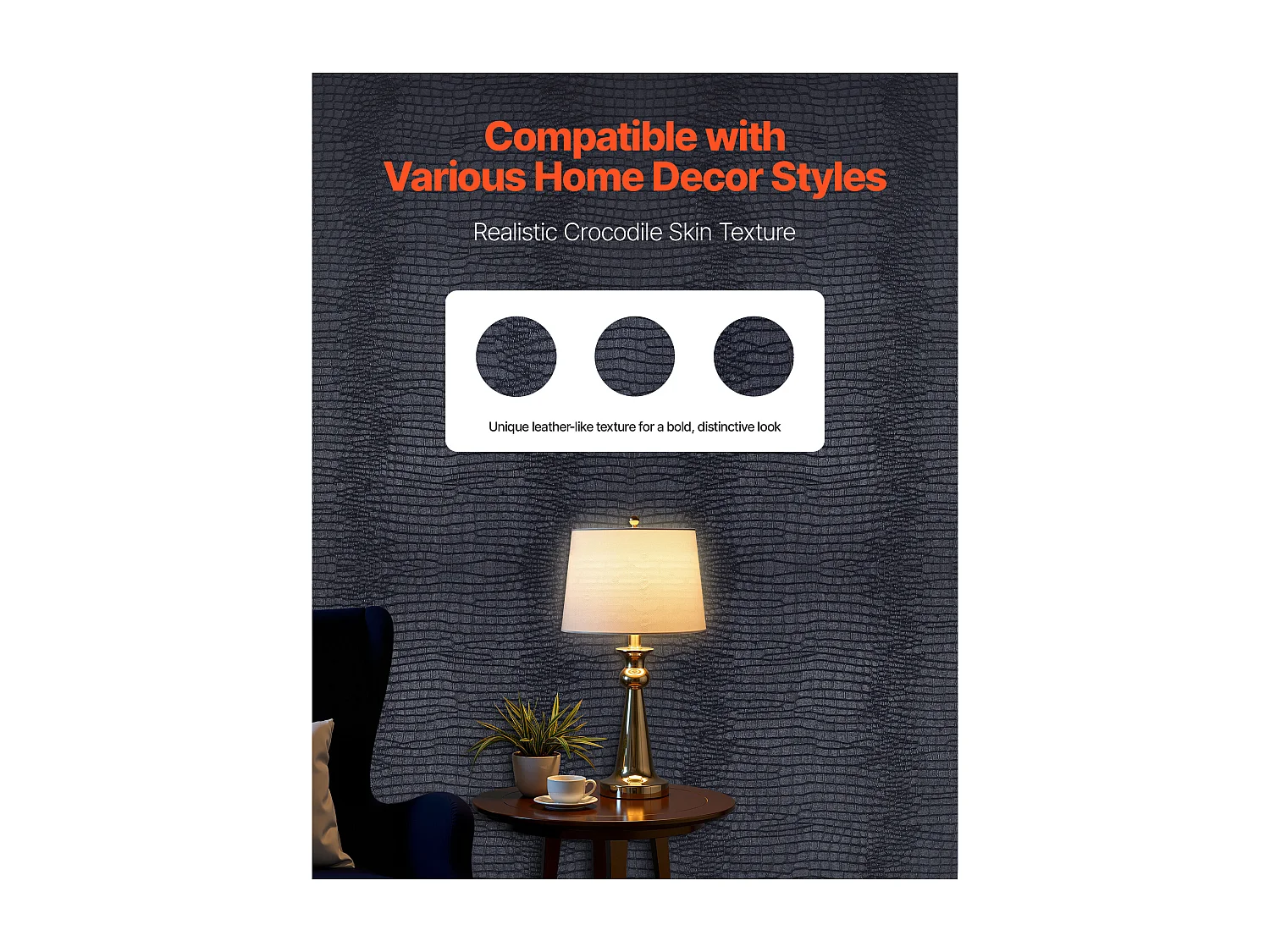 Papier Peint Adhésif Mural SucceBuy, 40 cm x 10 m, Rouleau Papier Peint Autocollant Vinyle, Motif Texture Craquelée Noire, Imperméable, pour Revêtement Mural