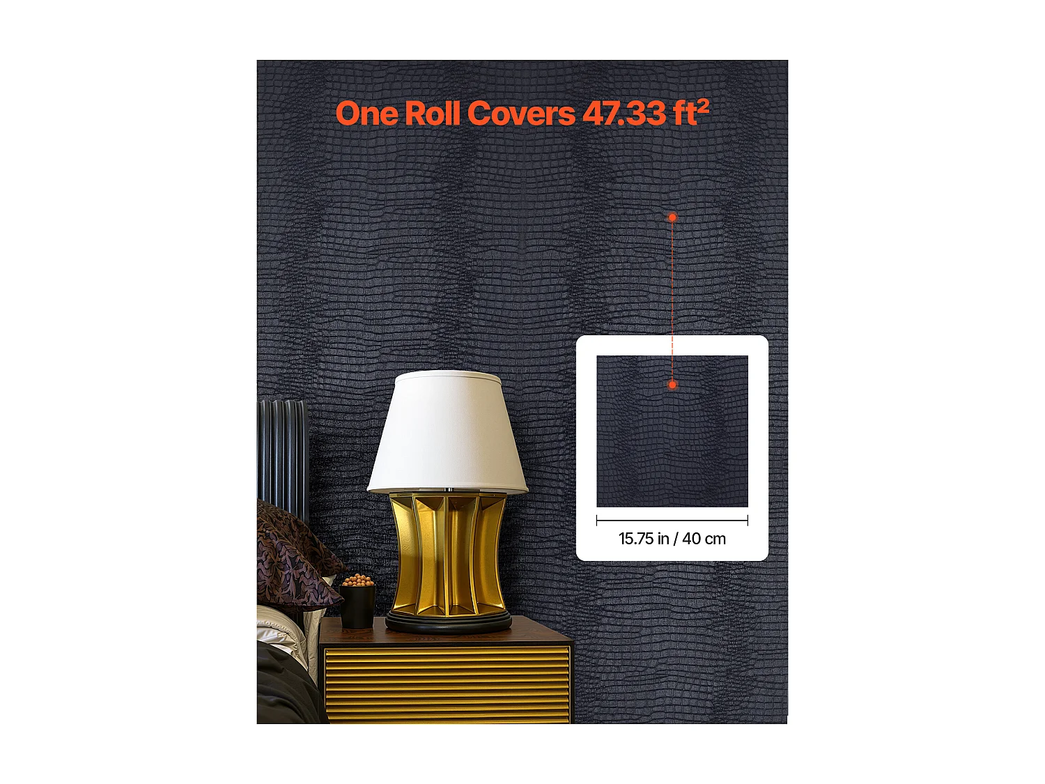 Papier Peint Adhésif Mural SucceBuy, 40 cm x 10 m, Rouleau Papier Peint Autocollant Vinyle, Motif Texture Craquelée Noire, Imperméable, pour Revêtement Mural