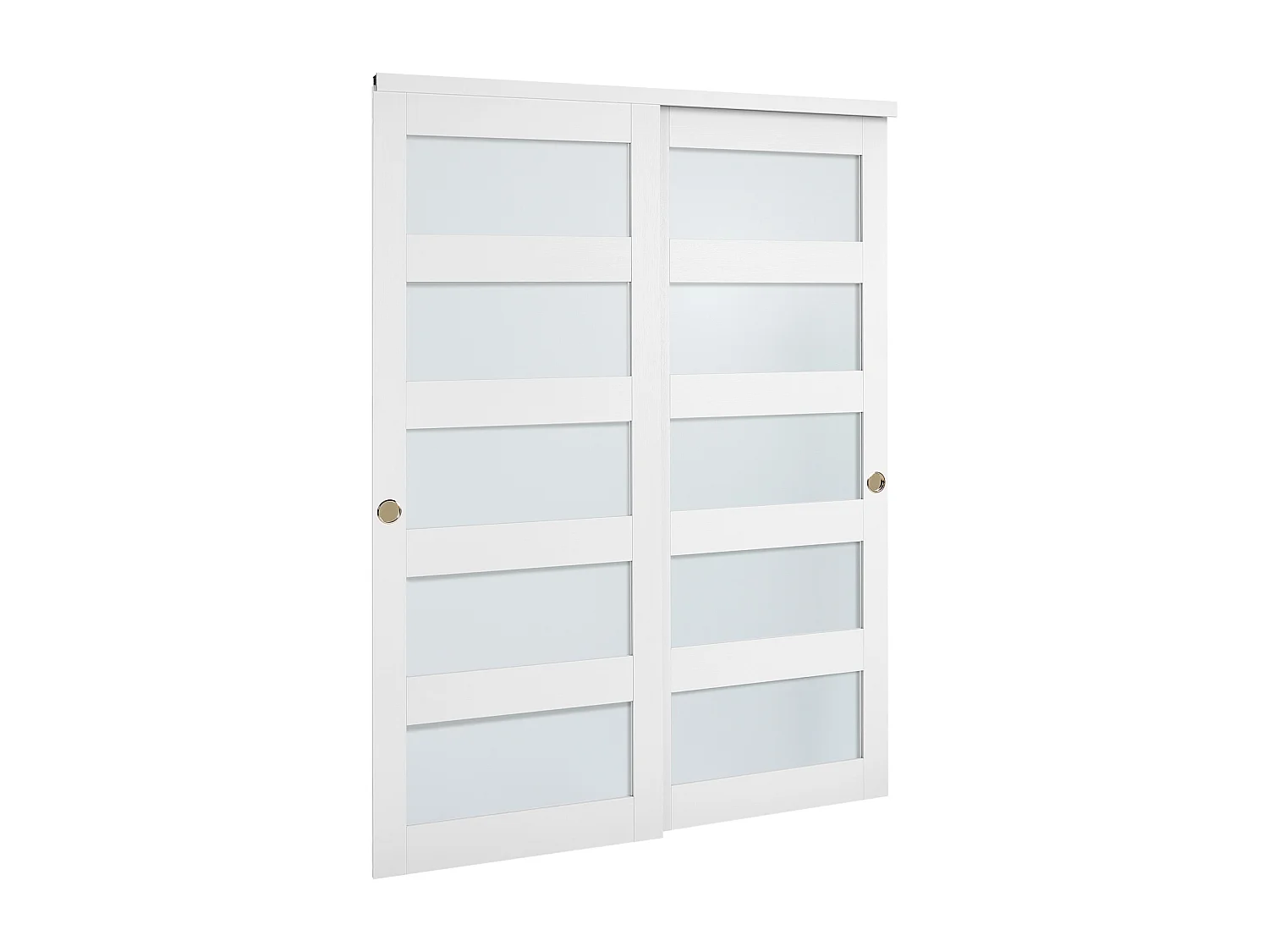 Puerta Corredera SucceBuy de Armario 152,4 x 203,2 cm, Puerta Doble de Armarios en Vidrio Esmerilado de 5 Paneles, con Kit de Herrajes y Carril de Suelo