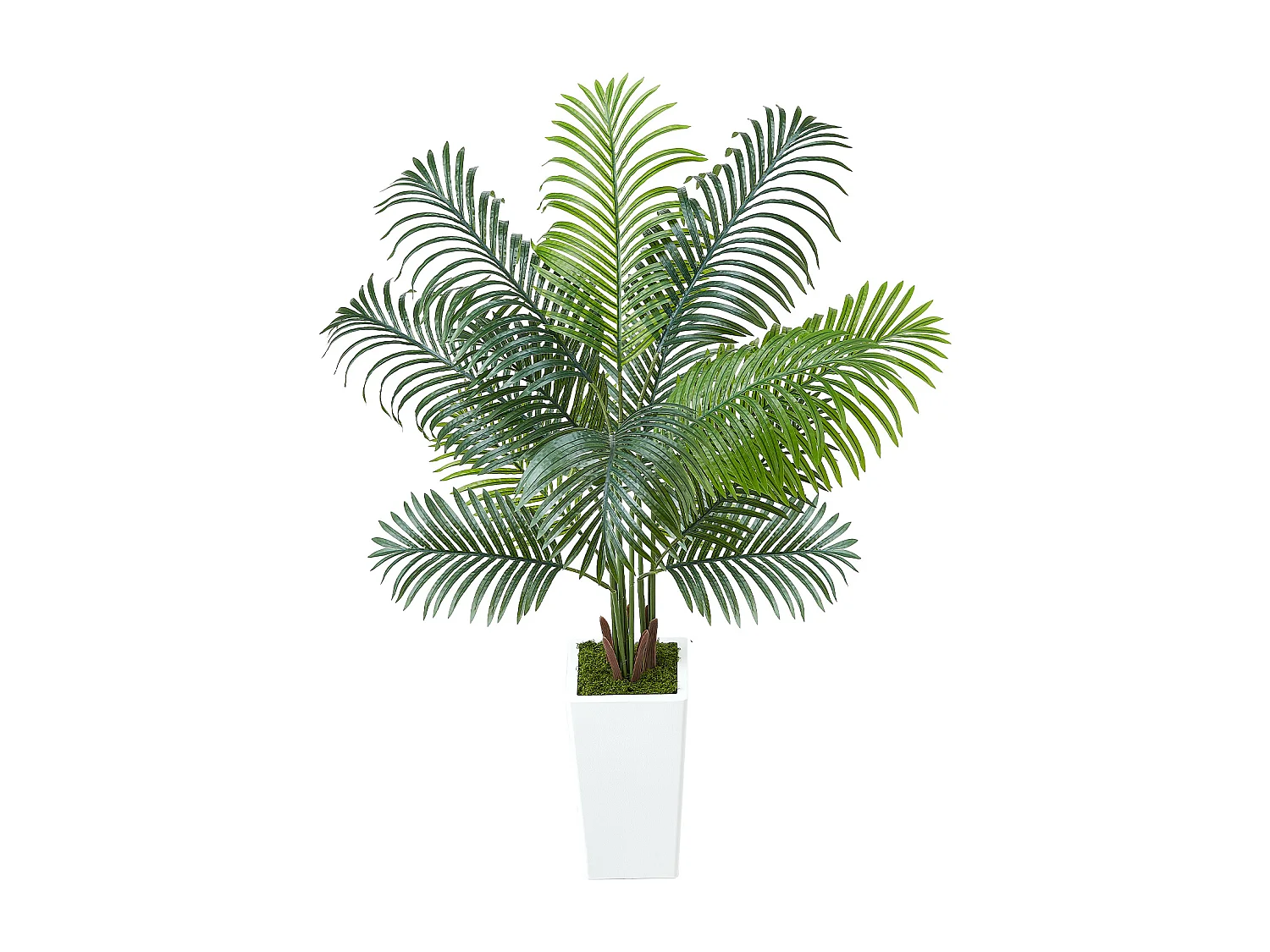 Palmier Artificiel Areca SucceBuy, 1,5 m, Plante Artificielle Tropicale en Pot Blanc, Faux Arbre Tropical Palmier Areca, Fausse Plante pour Salon