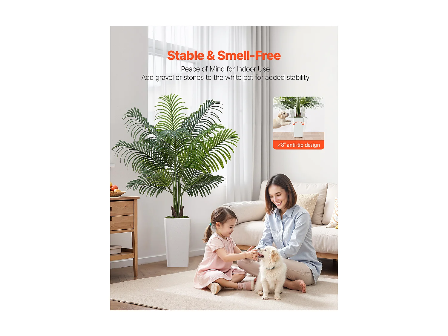 Palmier Artificiel Areca SucceBuy, 1,5 m, Plante Artificielle Tropicale en Pot Blanc, Faux Arbre Tropical Palmier Areca, Fausse Plante pour Salon