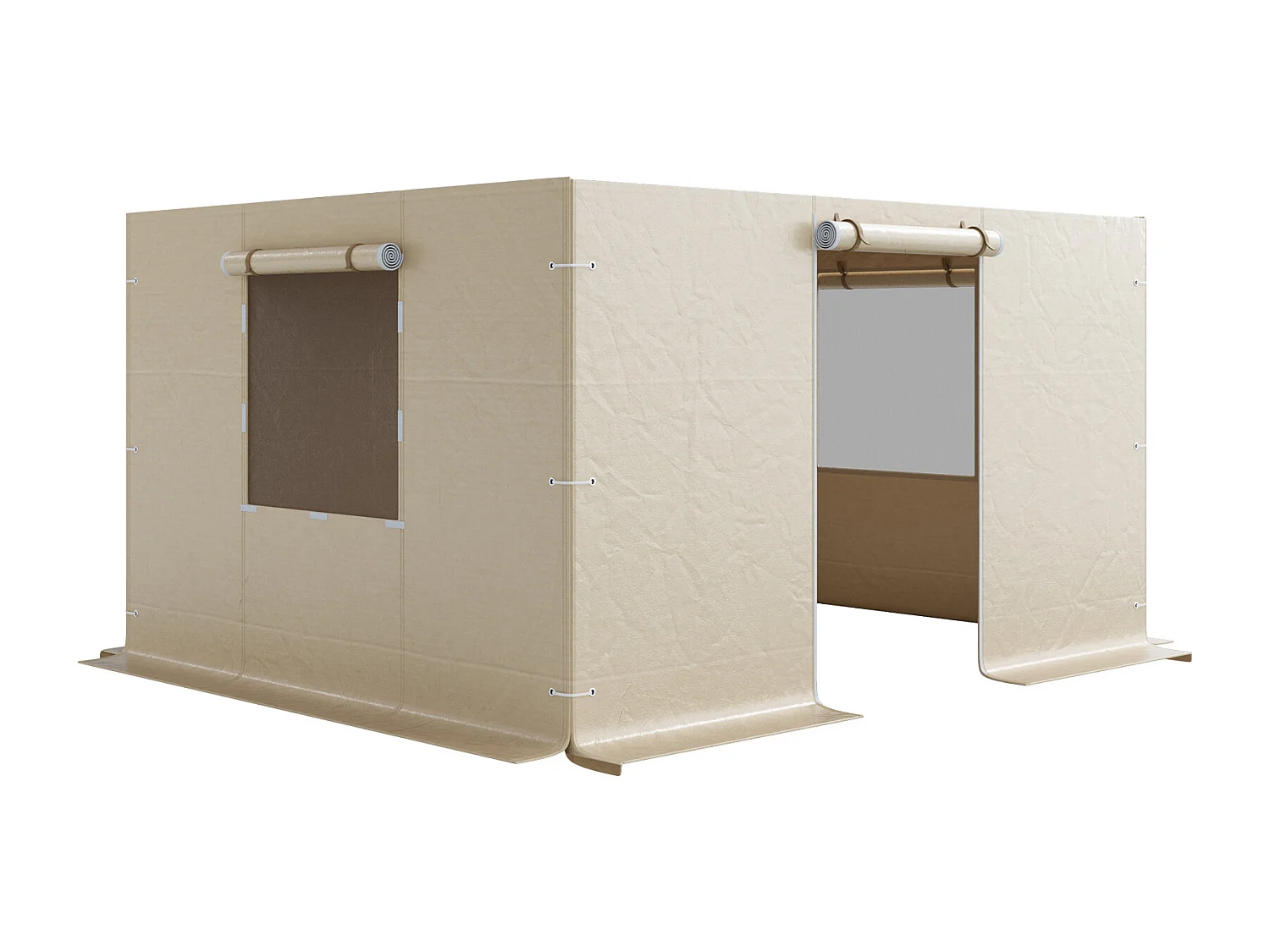 Parois Latérales de Housse de Gazebo Hiver SucceBuy, 3,1x3,6 m, Couverture de Gazebo de Toutes Saisons, avec Fenêtres en Maille, Matériau PE de Haute Densité