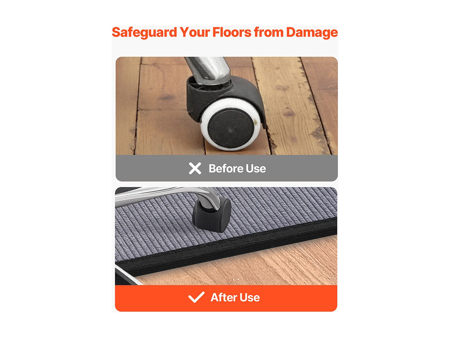 Tapis Chaise de Bureau SucceBuy de 121,9x91,4 cm, Tapis de Protection pour Chaises sur Roulettes, Protège-sol Dur avec Surface en Velours Côtelé