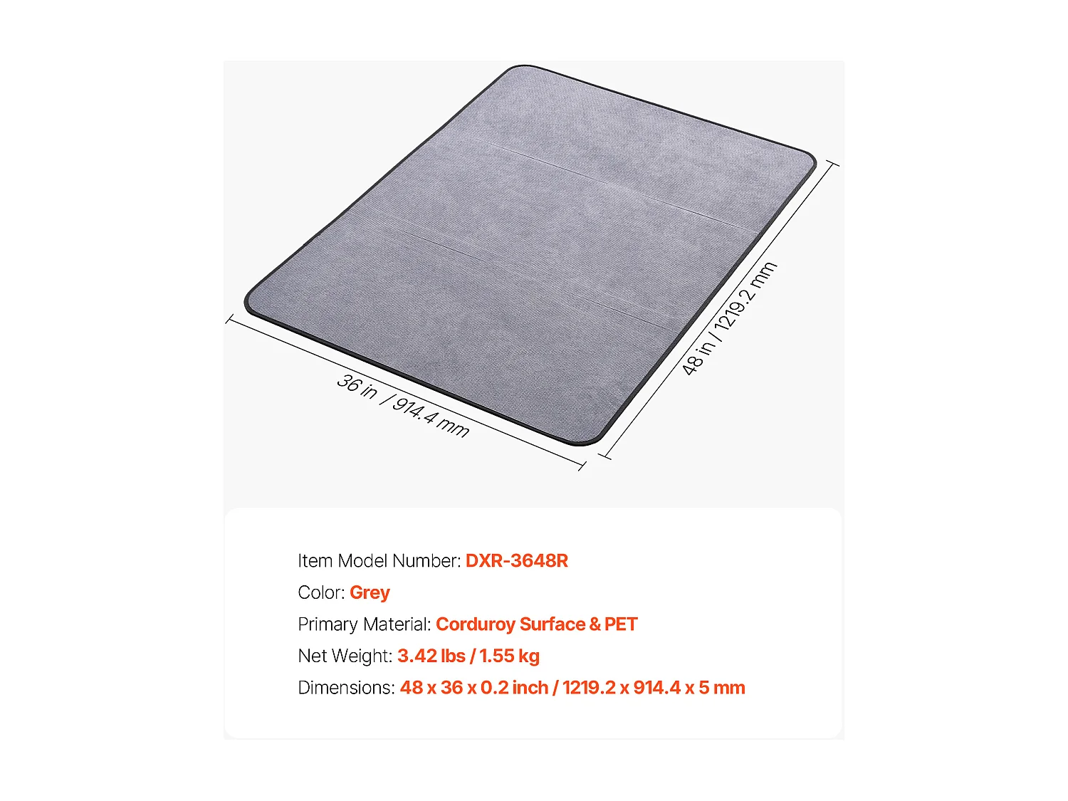 Tapis Chaise de Bureau SucceBuy de 121,9x91,4 cm, Tapis de Protection pour Chaises sur Roulettes, Protège-sol Dur avec Surface en Velours Côtelé