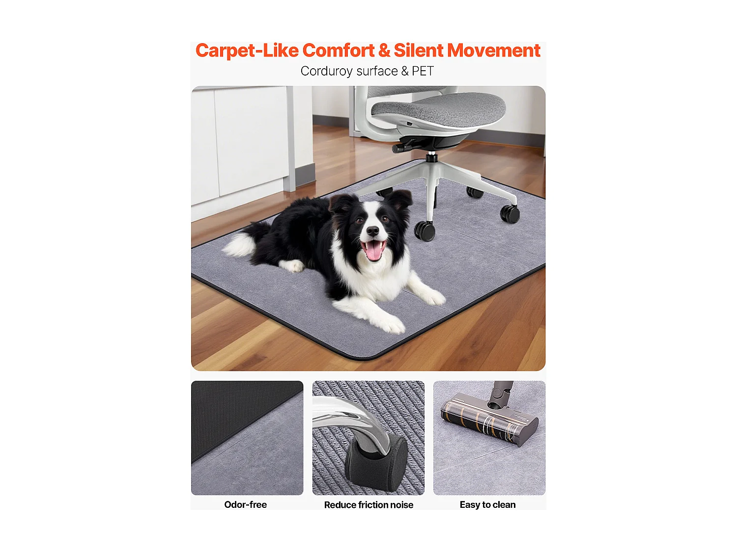 Tapis Chaise de Bureau SucceBuy de 121,9x91,4 cm, Tapis de Protection pour Chaises sur Roulettes, Protège-sol Dur avec Surface en Velours Côtelé