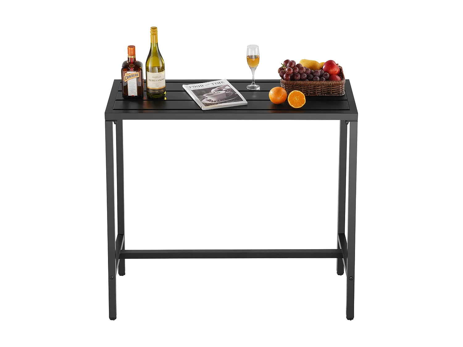 Hoge Bartafel SucceBuy voor Buiten, 100 x 37,5 cm, Rechthoekige Eettafel, met Waterdicht Blad, Robuuste Metalen Constructie, Tuinmeubilair